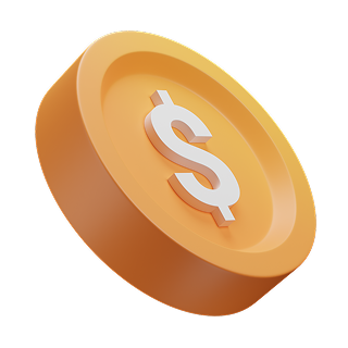 yellow coin with the dollar sign labeled on the front.